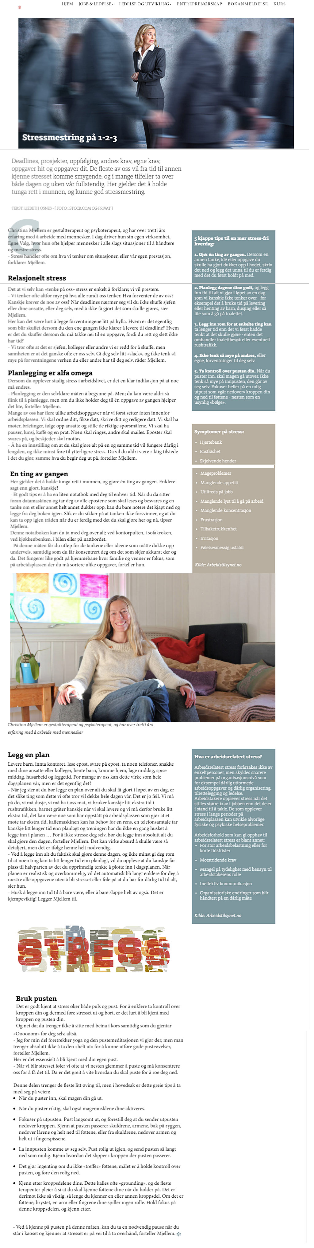 Stressmestring 1 2 3 Ledernytt Christina Mjellem Gestaltterpeut